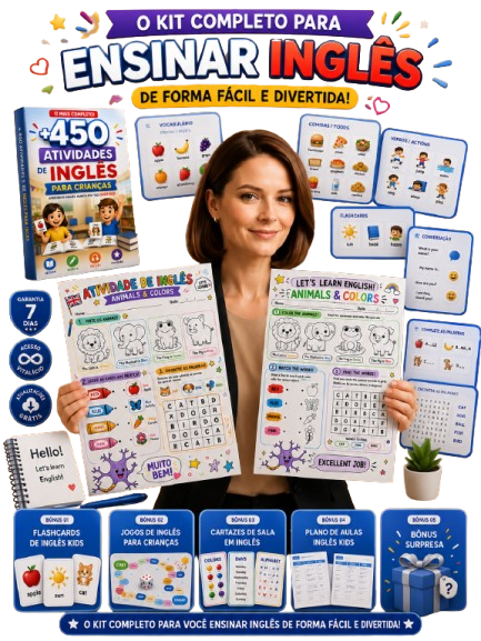 Mockup do produto Inglês Kids com mais de 450 atividades